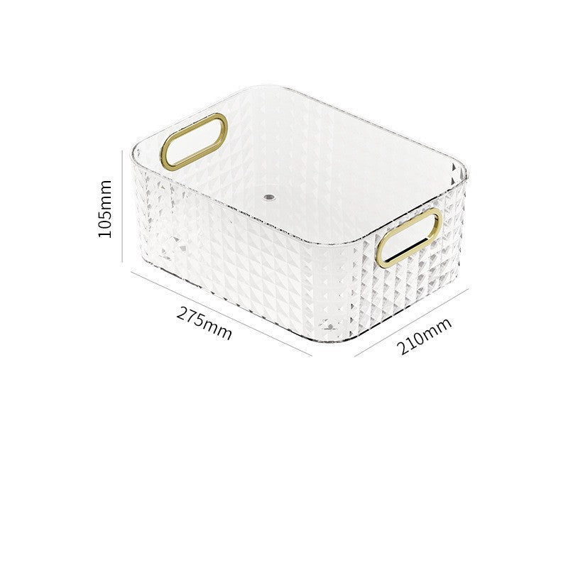 Transparent storage basket for cosmetics and skincare products