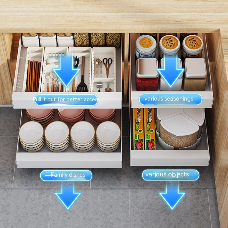 Sliding cabinet rack for kitchen and pantry organisation