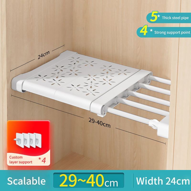 Expandable cupboard shelf organiser for kitchen and pantry storage