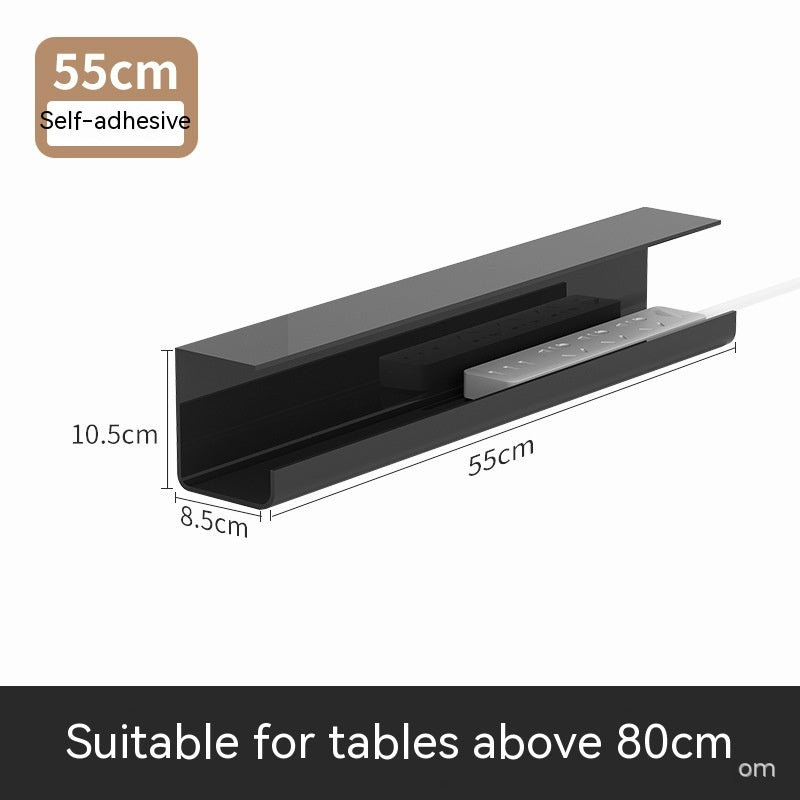 Black plastic cable tray for home office and gaming setups