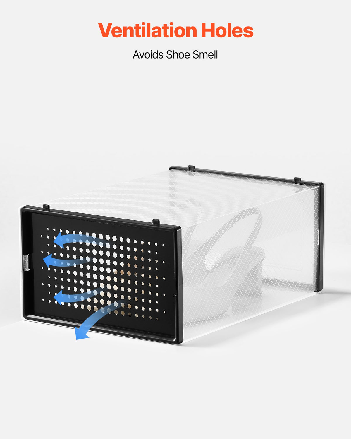 Black frame shoe organiser boxes for trainers and footwear