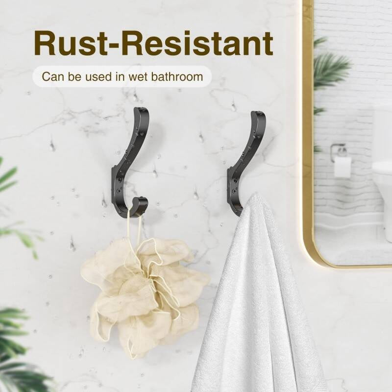 Wall-mounted hooks for hallway coats and backpacks