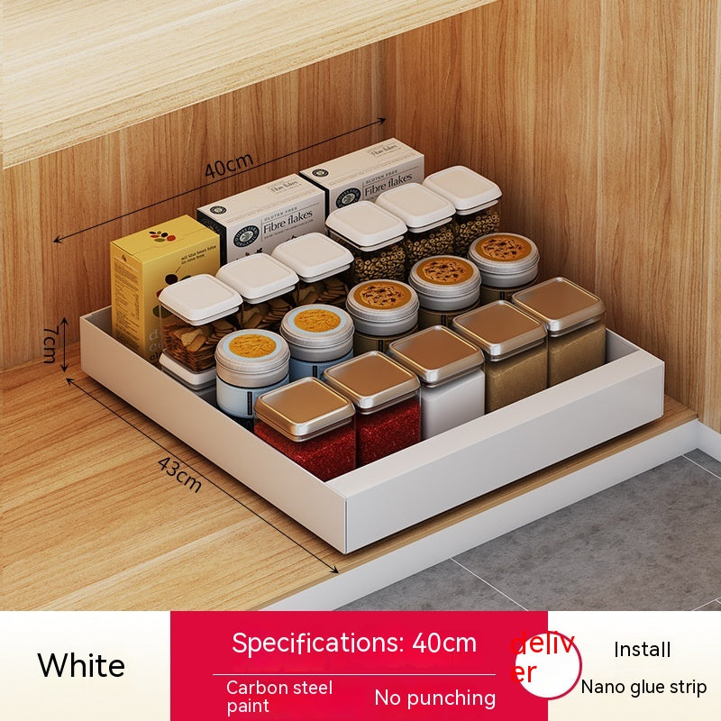 Pull-out under-sink organiser for cleaning and household supplies