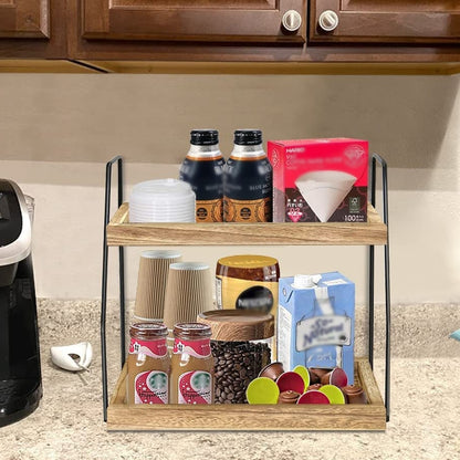 Freestanding wooden shelf for bathroom and kitchen storage
