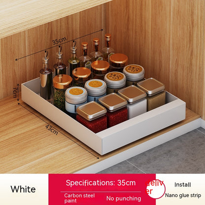 Pull-out under-sink organiser for cleaning and household supplies