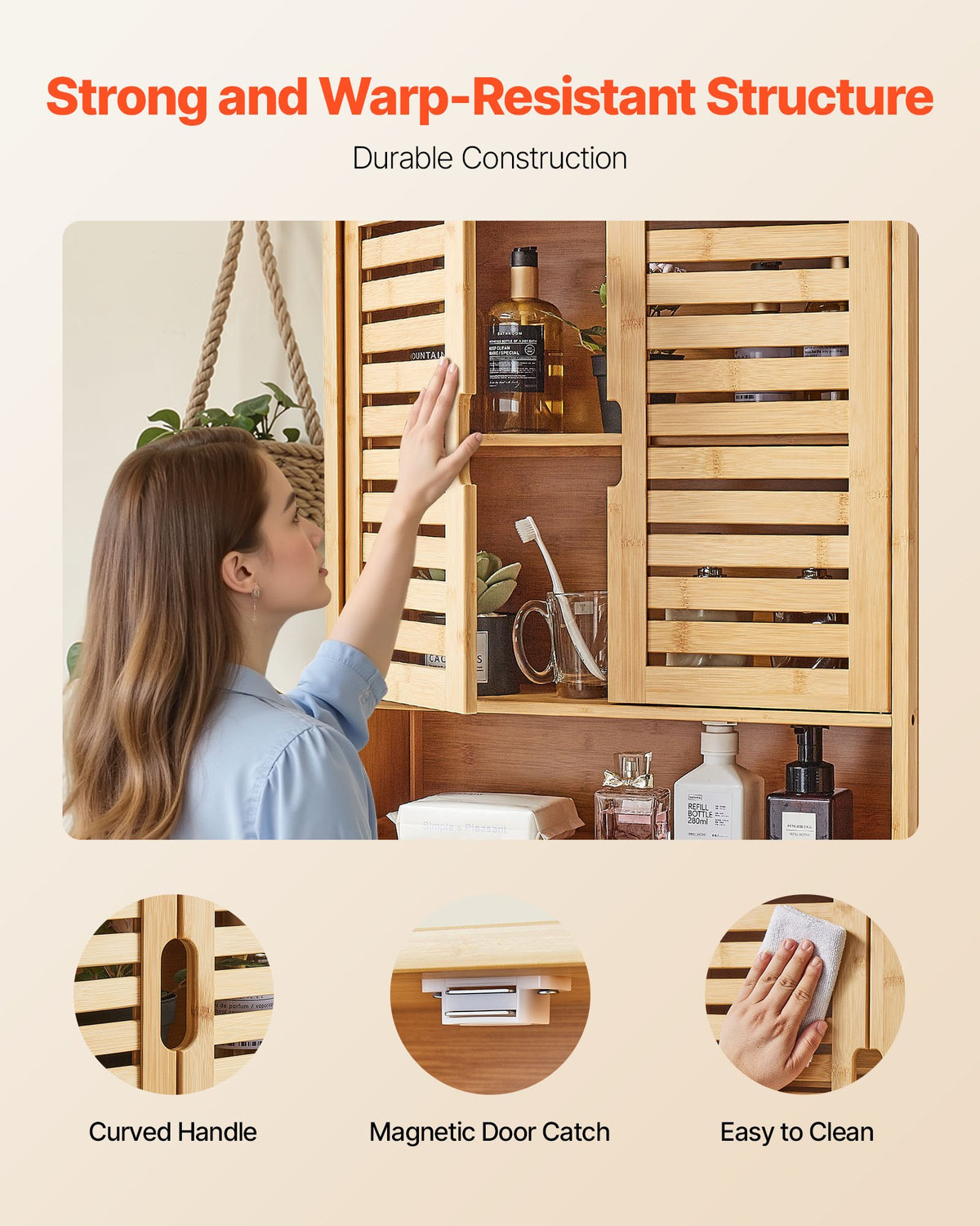 Space-saving bathroom storage unit with adjustable shelf