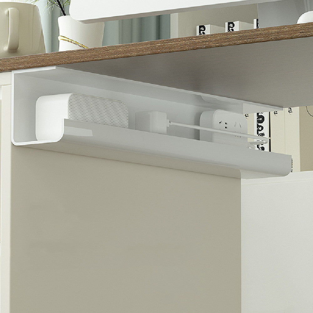Under desk cable management tray for power strips and wires