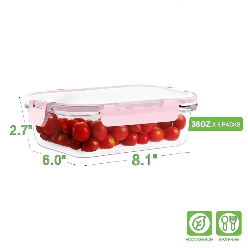 Glass meal prep containers with secure leak-resistant lids