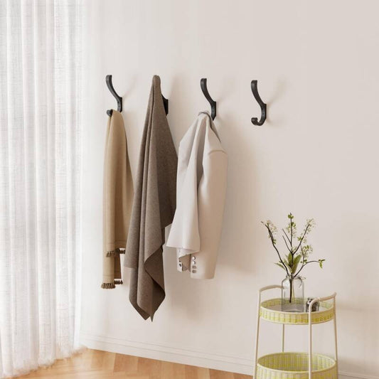 Six-piece heavy-duty black wall hook set for home storage