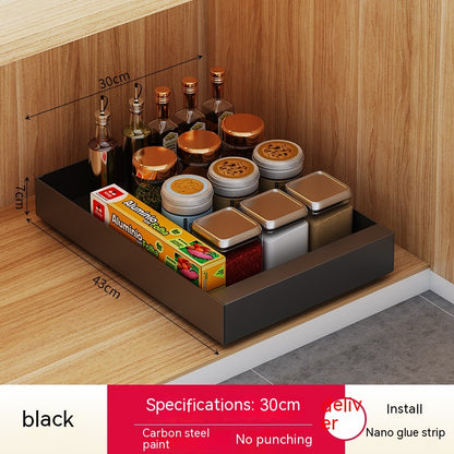 Carbon steel cabinet storage baskets with smooth sliding access